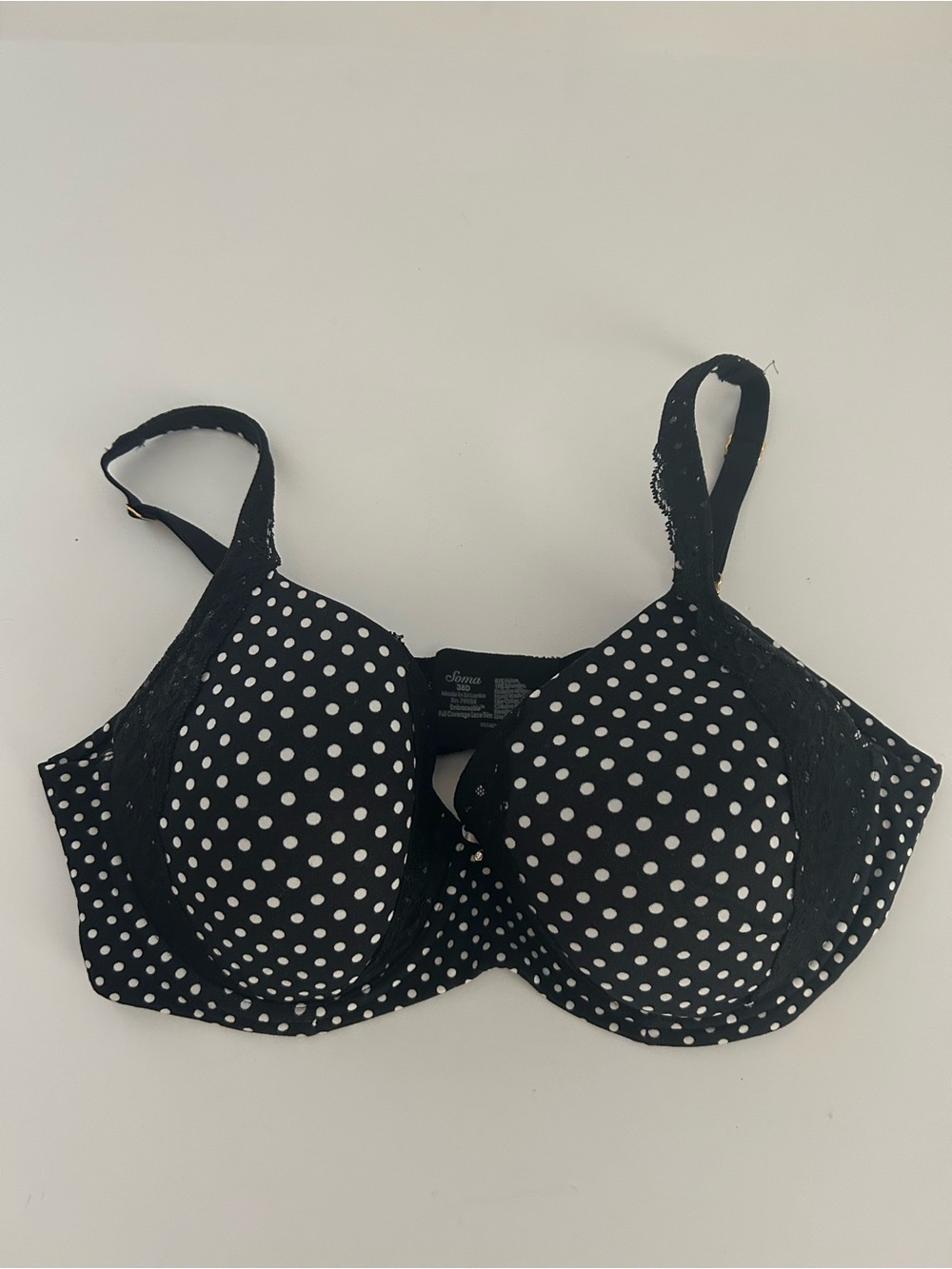 Soma Black with White Polka Dot Underwire Bra | Size 38D